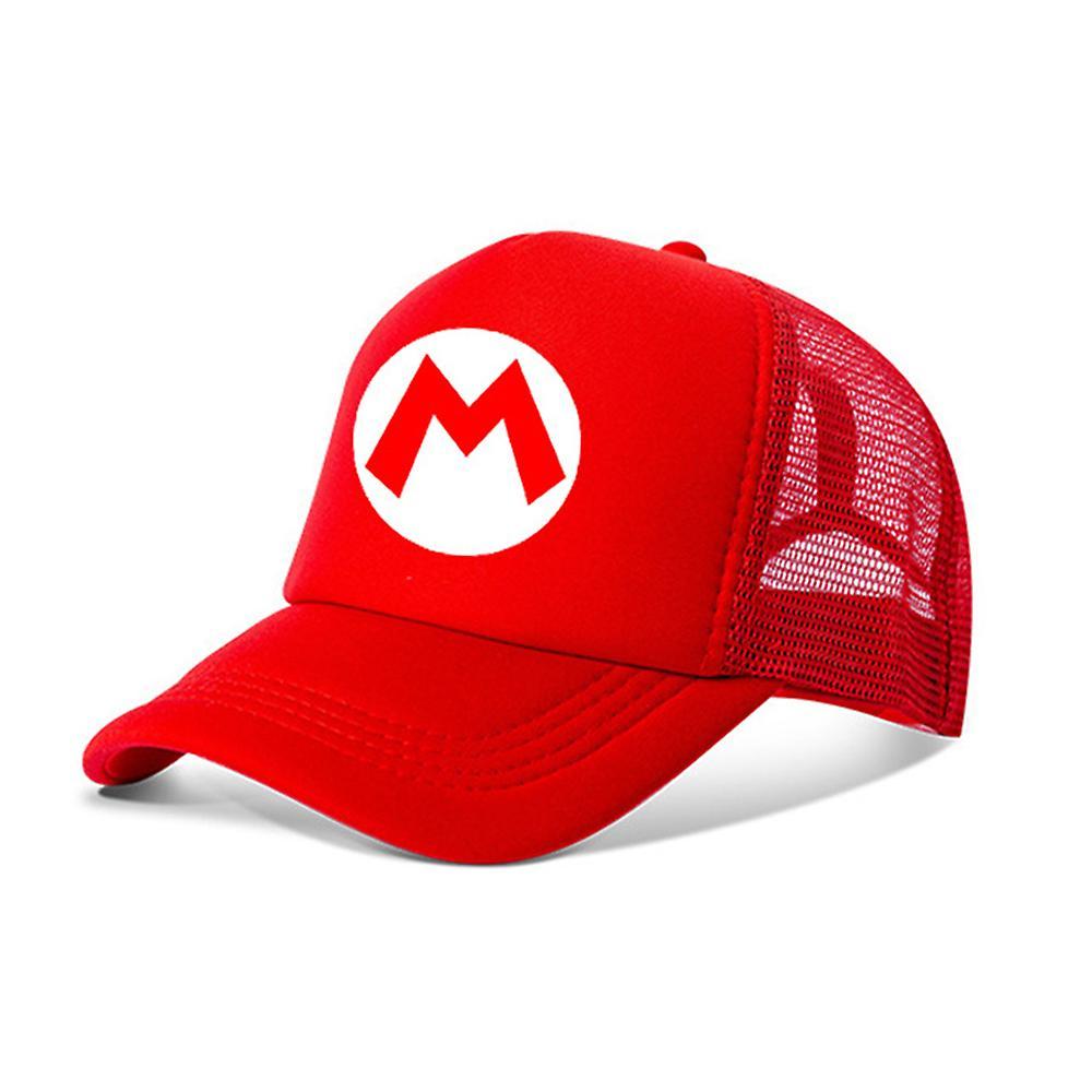 Shinestar Super Mario Bros Baseball Cap Summer Kids Travel Outdoor Sun Hats Trucker Cap Adjustable Breathable Mesh Cap Gifts All Red