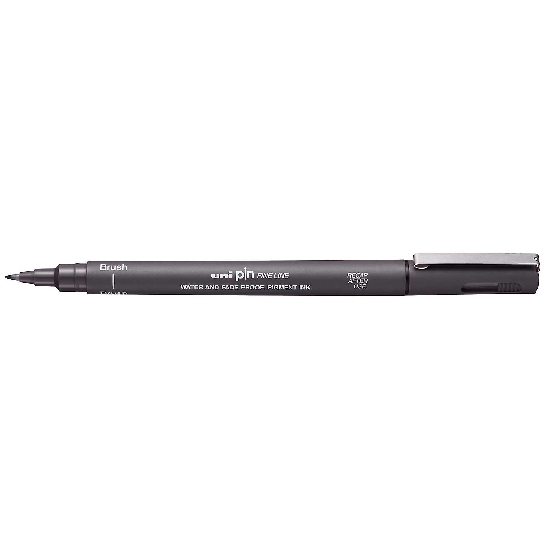 Uni-Ball Uni Pin Fine Line Pen, Dark Grey, Brush