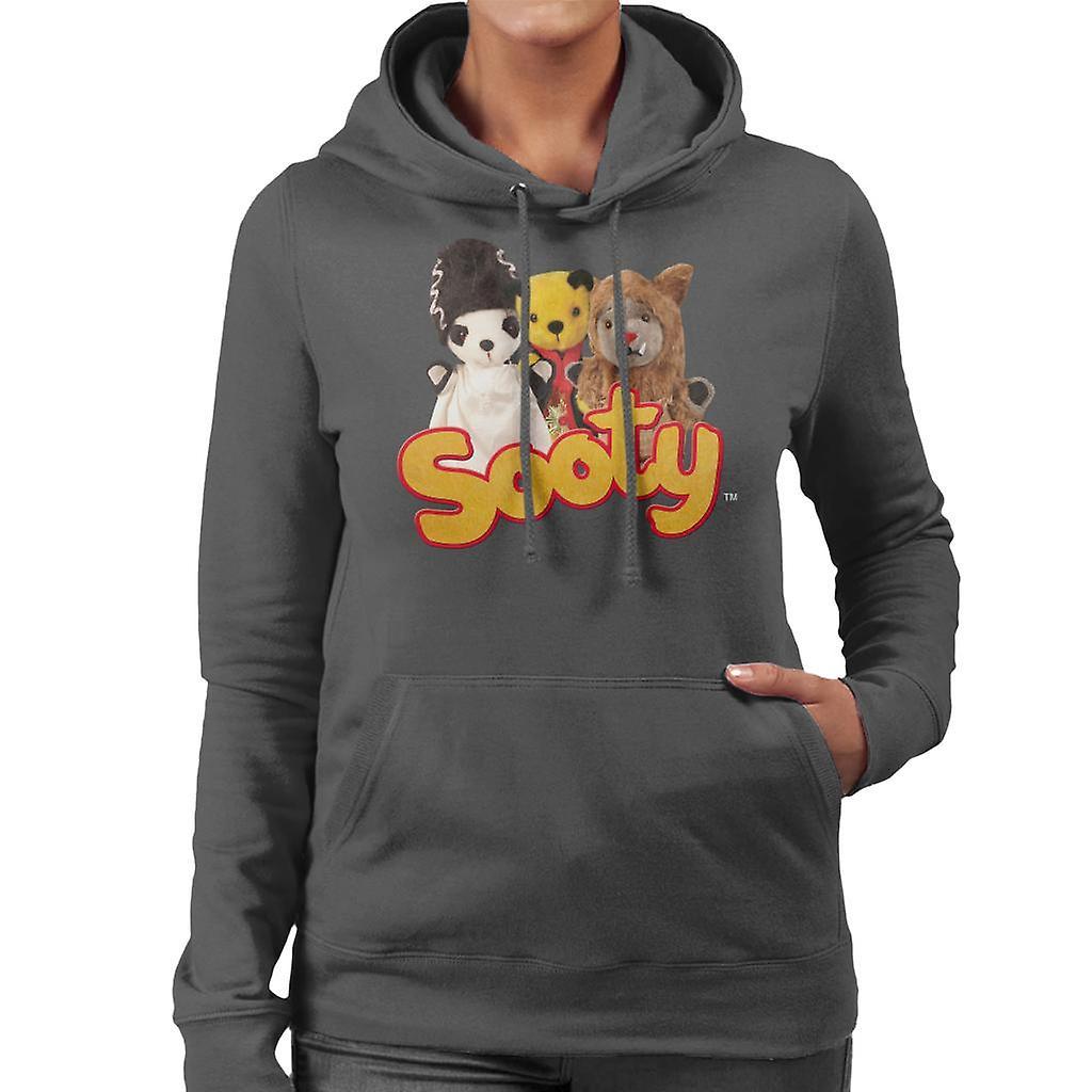 Sooty Halloween Spooky Trio Women's Hooded Sweatshirt Charcoal XX-Large