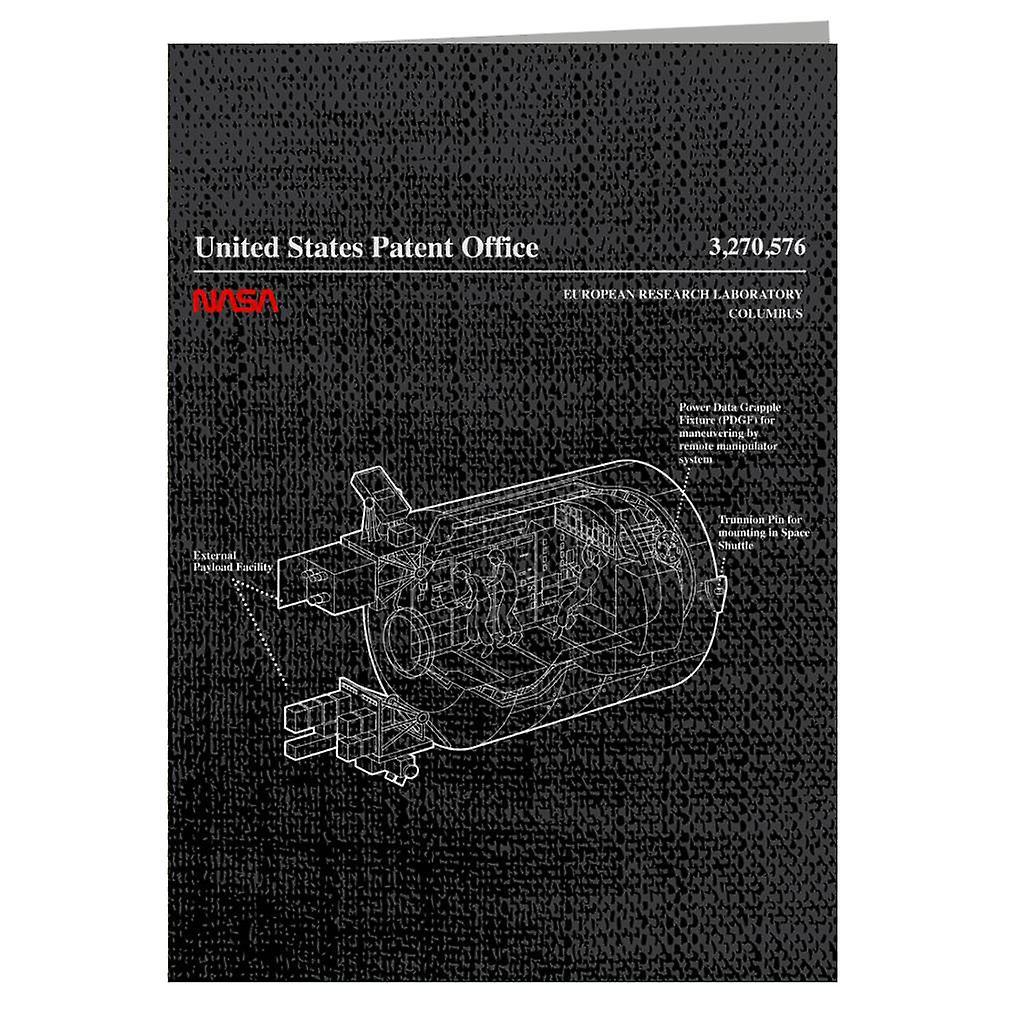 NASA European Research Laboratory Columbus Blueprint Greeting Card Black 14.5 x 21cm