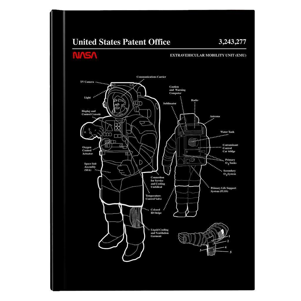 NASA EMU Spacesuit Blueprint Hardback Journal Black 13 x 18.5 cm