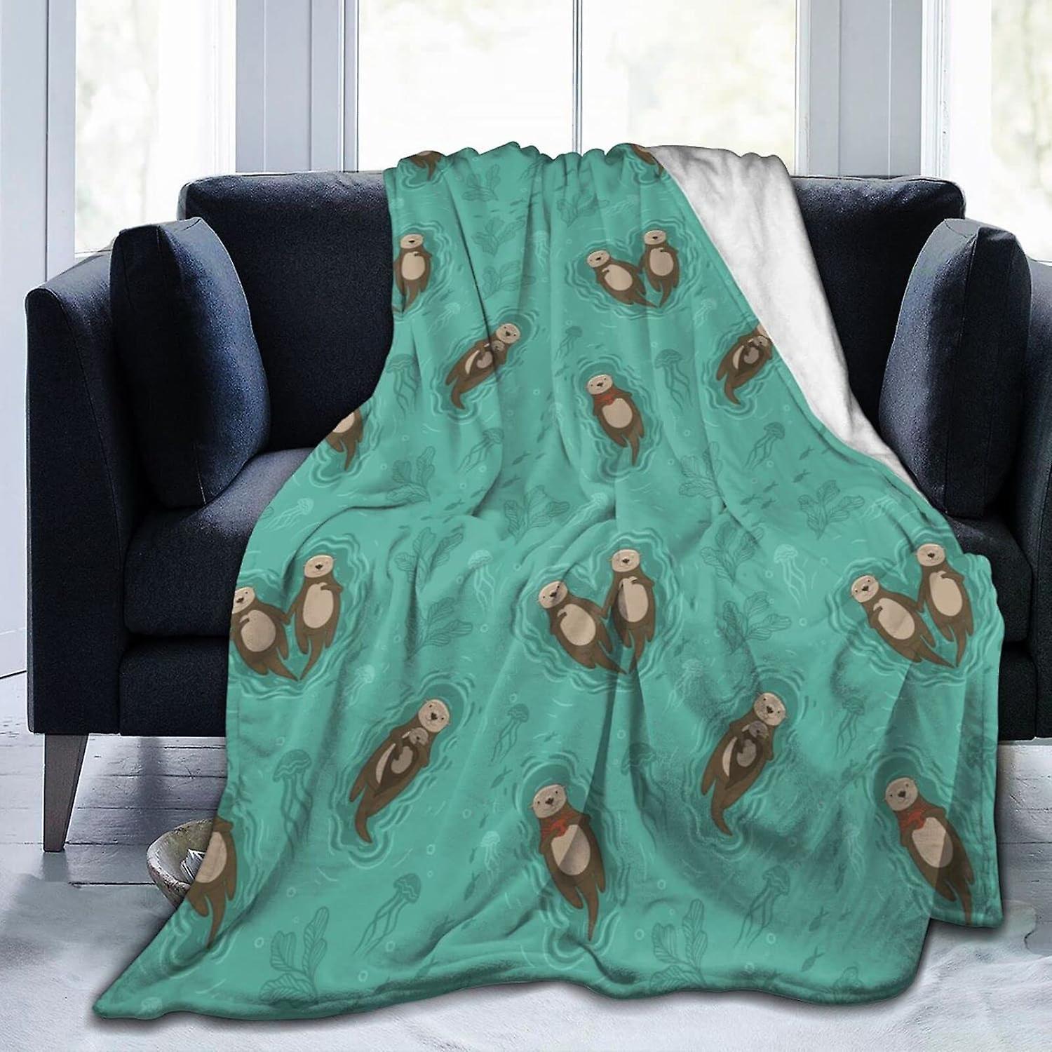 Kerota Throw Blanket Sea Otters Flannel Blanket Soft and Comfortable Single Blanket Washable Anti-pilling for Sofa Couch Bedroom 50"x40" 50x40in 12...