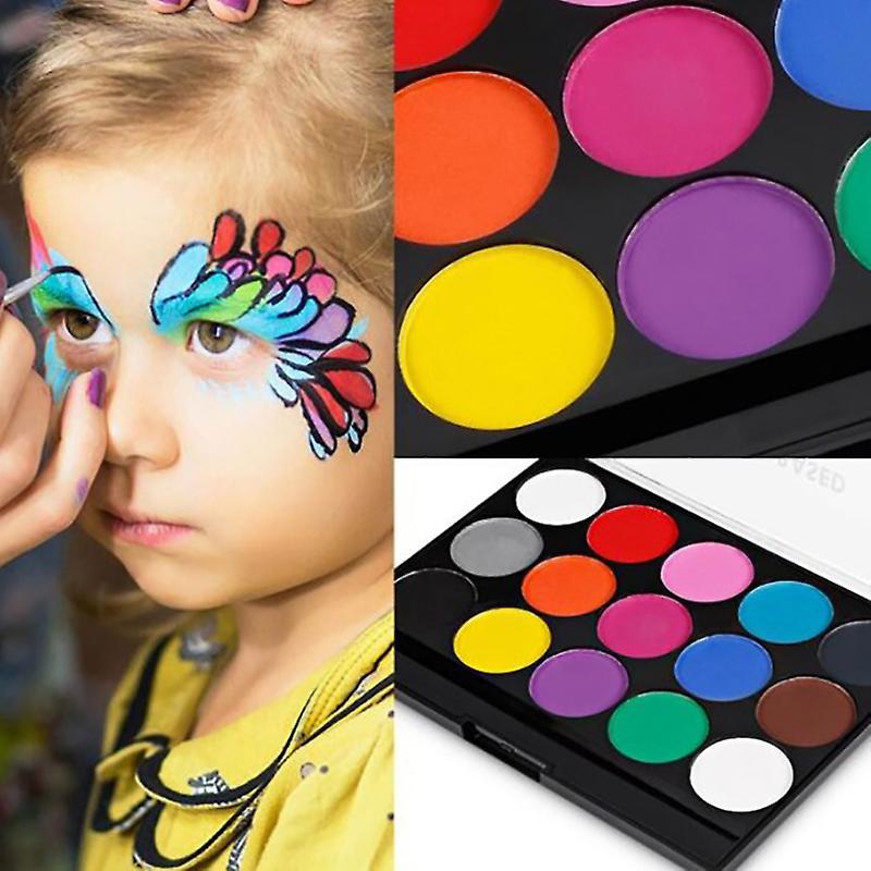 Unbrand 15 Colors Face Body Paint Oil Painting Art Make Up Tool Set Halloween Party Kit Multicolor 1pc