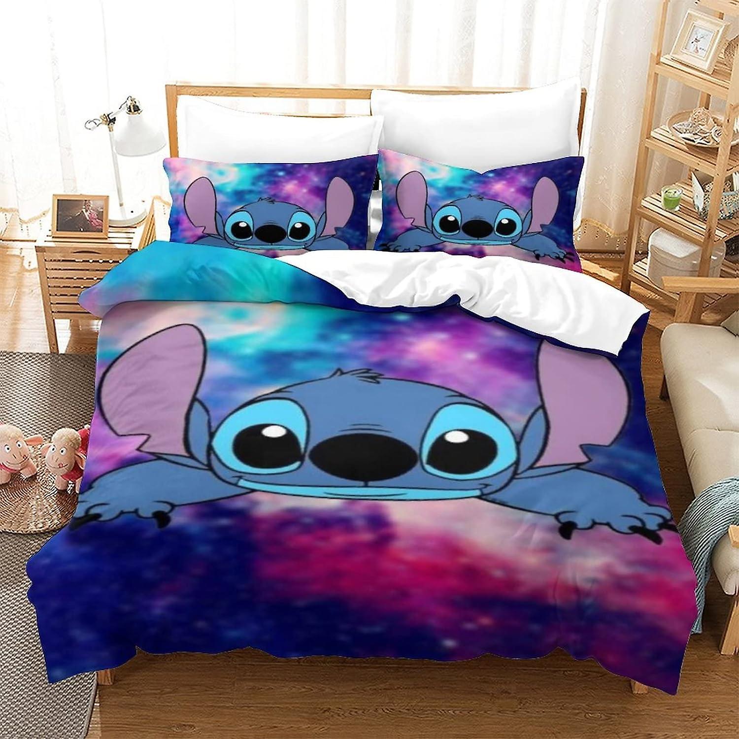 Kerota Stitch Duvet Cover Set Animated Characters Bed Set pcs Lilo & Stitch Bed Set with Pillowcases for Adults and Teens Double 135*200 CM Single1...