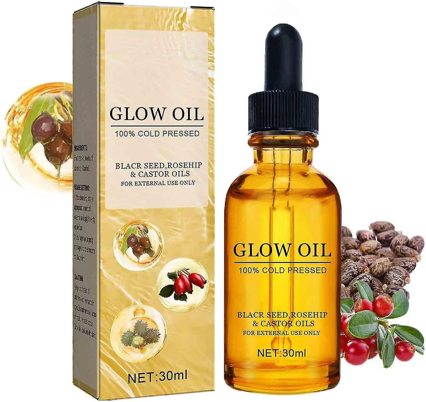 Hxetlv Black Seed Oil, Rosehip Oil, Glow Oil Castor Oil 100% Cold Pressed for Face Anti-Aging Miracle Facial Moisturizer Serum Fortifying Hydrates ...