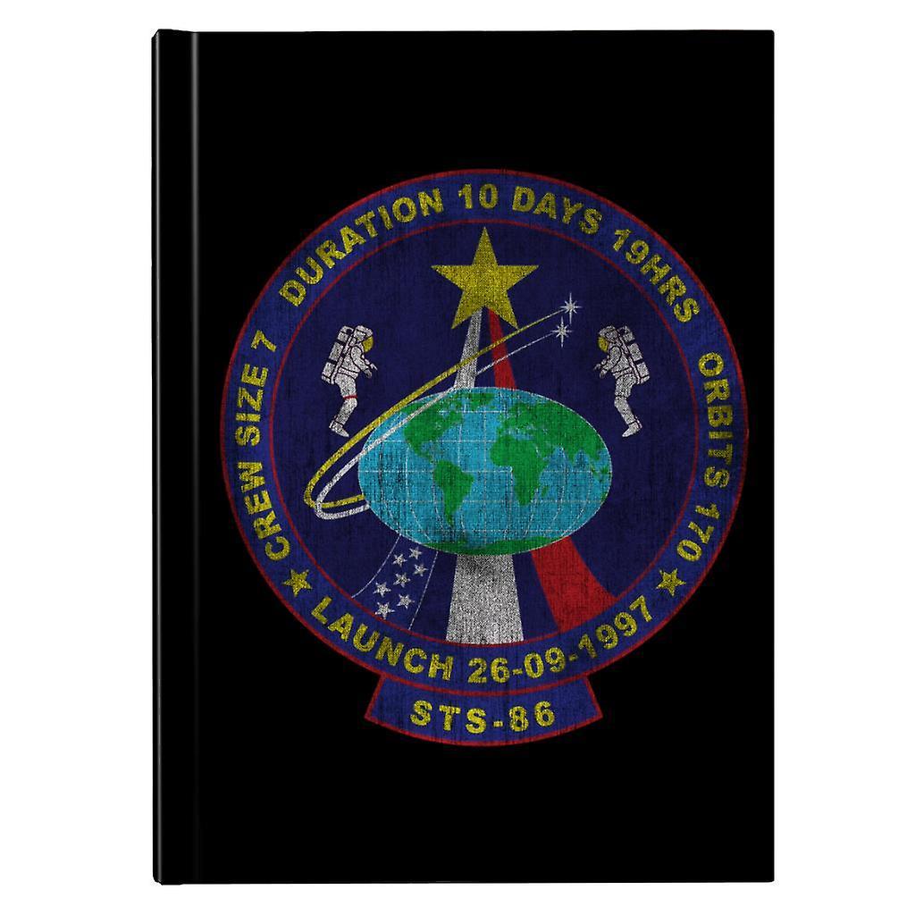 NASA STS 86 Atlantis Mission Badge Distressed Hardback Journal Black 13 x 18.5 cm