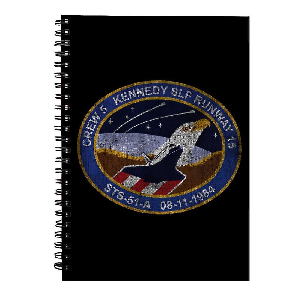 NASA STS 51 A Discovery Mission Badge Distressed Spiral Notebook Black 15 x 21 cm