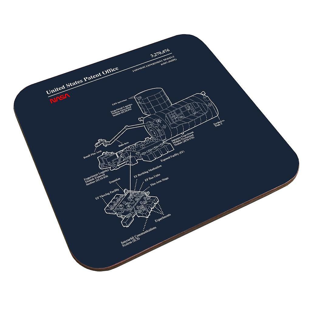 NASA Japanese Experiment Module Kibo Blueprint Coaster Navy Blue 9 x 9 cm