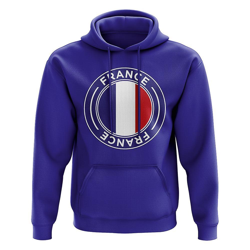 UKSoccerShop France Football Badge Hoodie (Royal) Blue SW