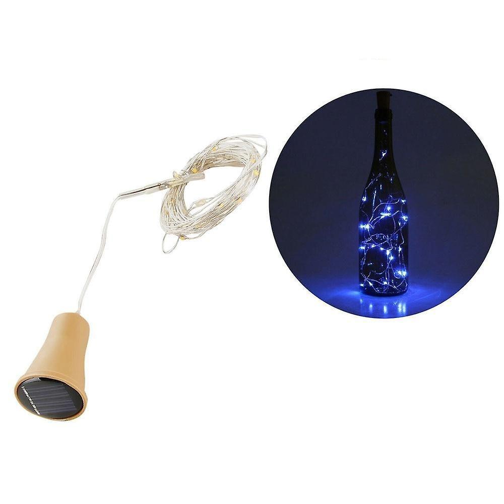 Slowmoose Solar Powered Wine Bottle Cork Shaped, Led Copper Wire String Light Blue 10LED 1M