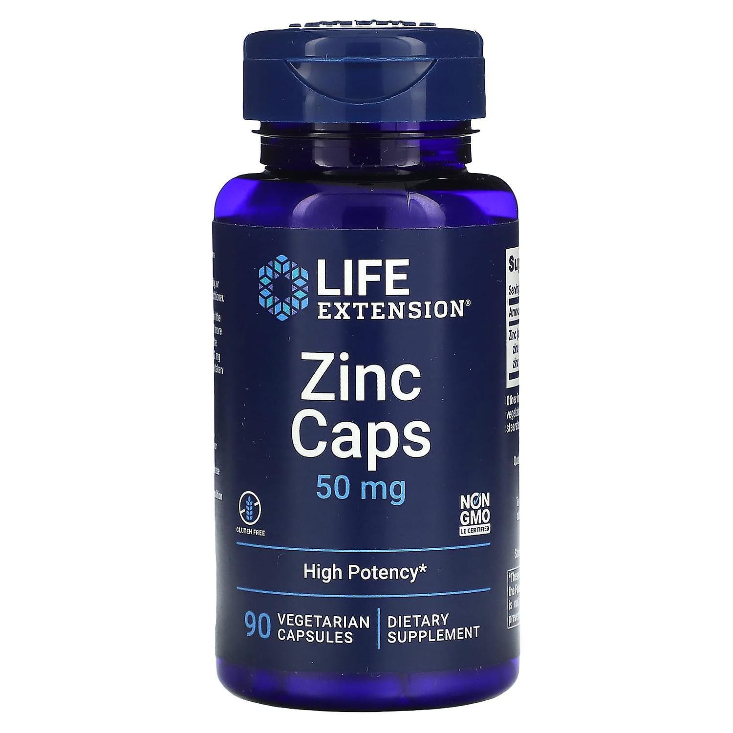 Life Extension, Zinc Caps, High Potency, 50 mg, 90 Vegetarian Capsules