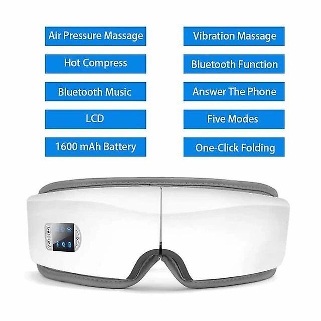 Jelivey Electric Eye Massager Foldable Eye Massage Glasses Hot Compress Eye Care Instrument Smart Bluetooth Rechargeable Heated Eye Mask 4DMultifun...