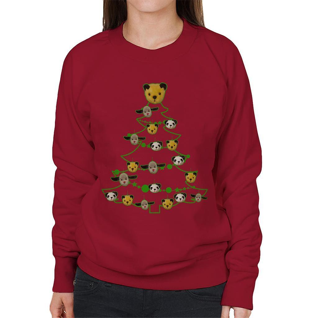 Sooty Christmas Tree Green Silhouette Women's Sweatshirt Cherry Red Medium