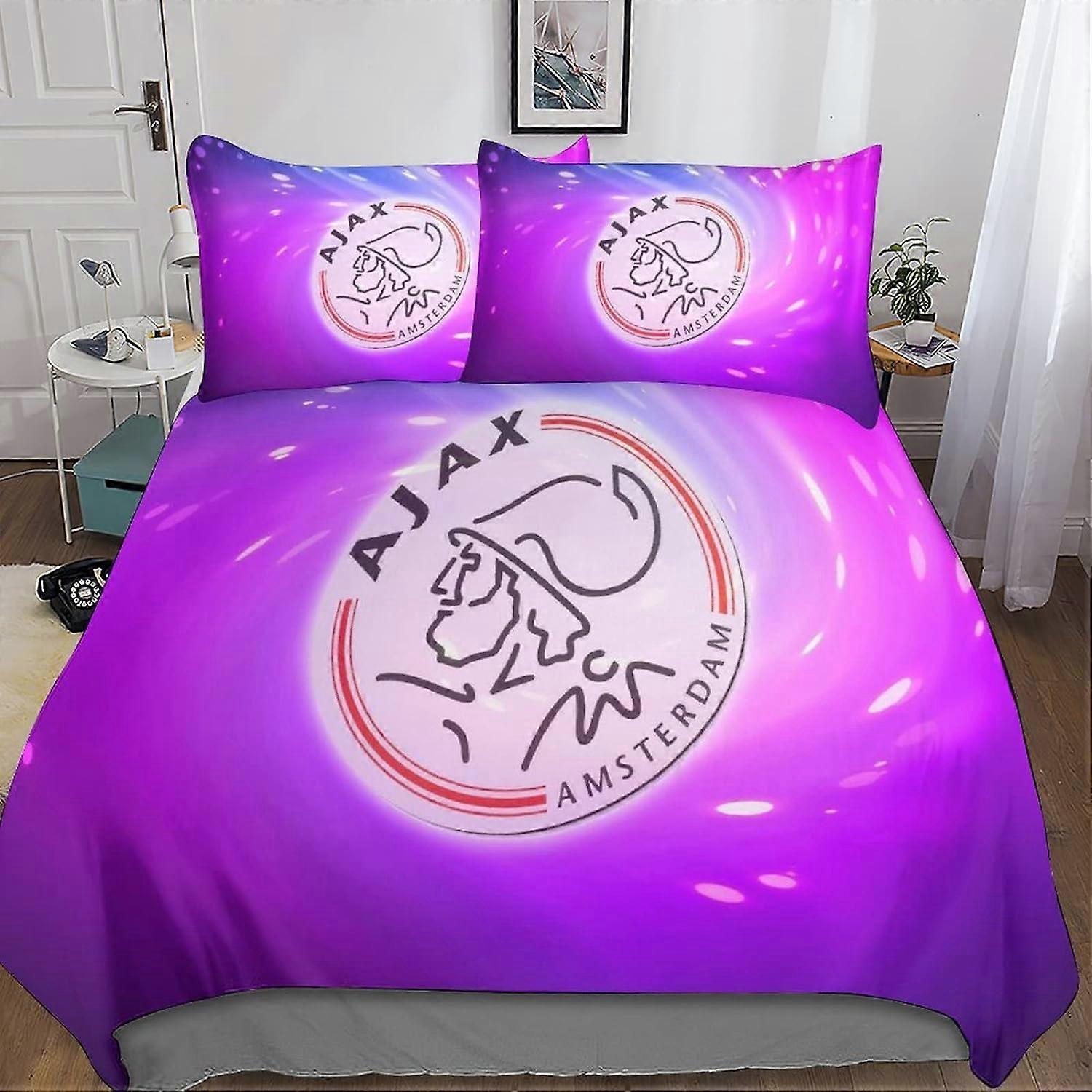 Kerota Ajax Logo Duvet Cover D, Parts Football Sports Microfiber Duvet Cover Bedding Suitable for Teens and Adults Kingxc Double200x200cm