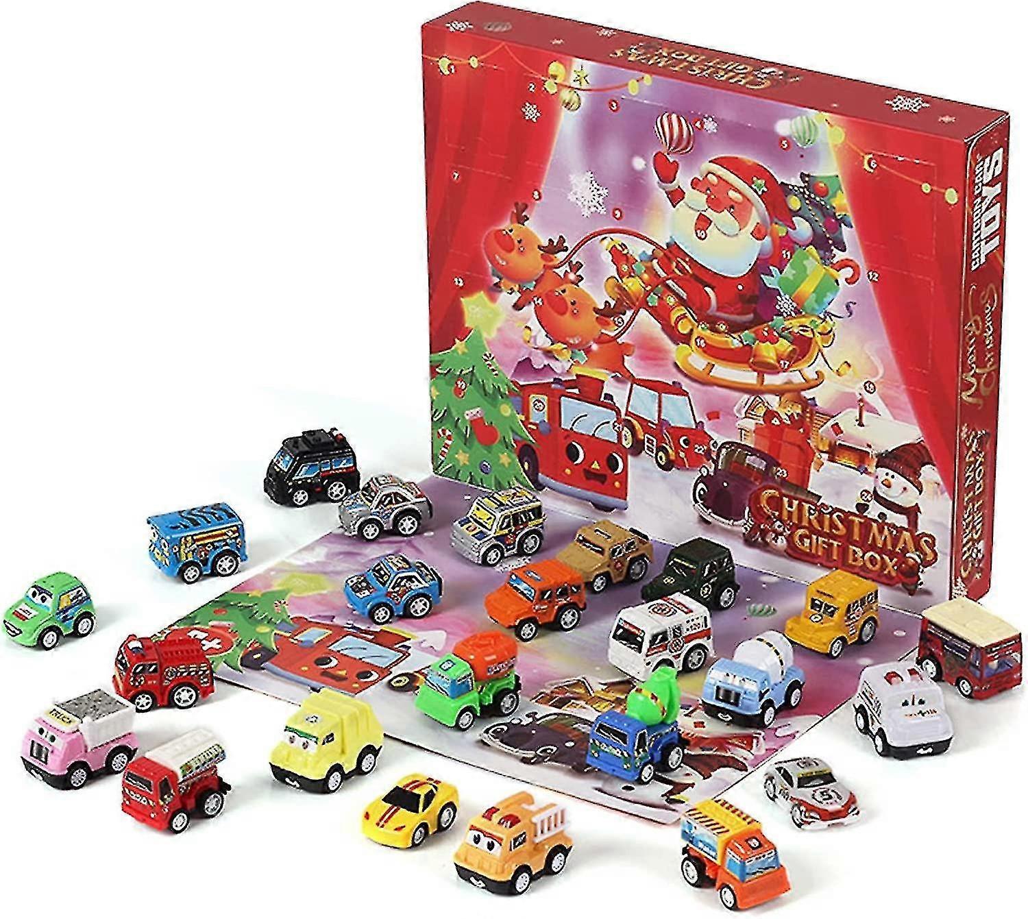 Magene Cars Christmas Advent Calendar 2022 24 Pcs Pull Back Vehicles Count Down Gift For Kids Boys Countdown Calendar Xmas Gift Box