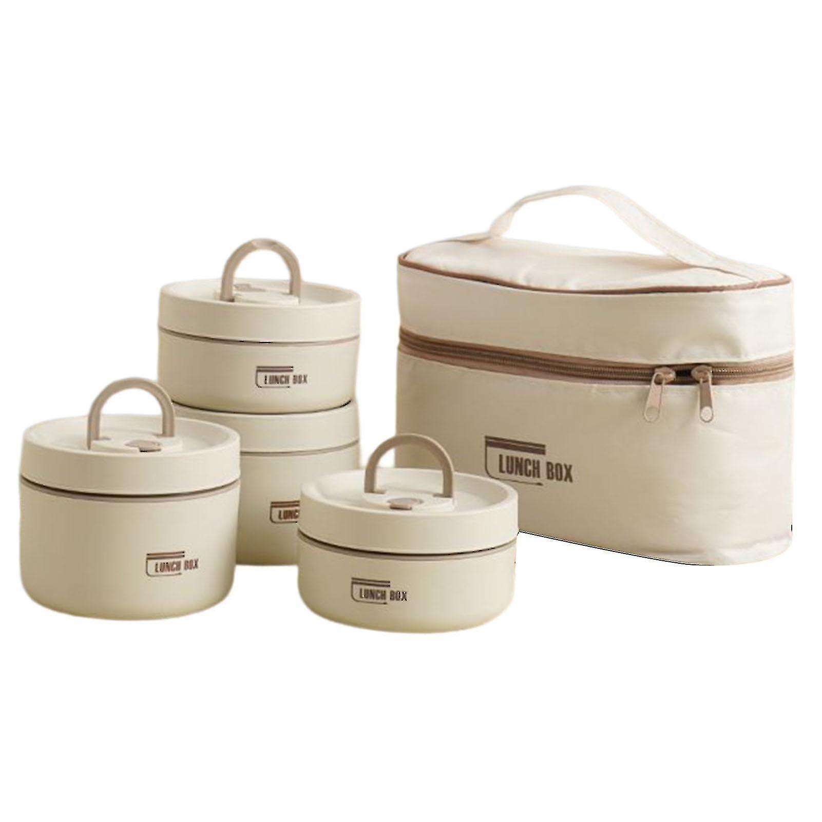 Bod Portable Insulated Lunch Container Set Multi-layer Combination Picnic Lunch Box Beige 2 Layer