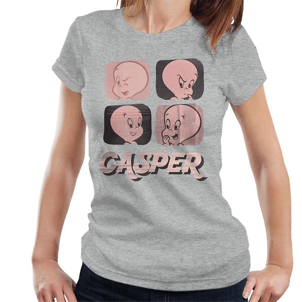 Casper The Friendly Ghost Facial Expressions Women's T-Shirt Heather Grey Large