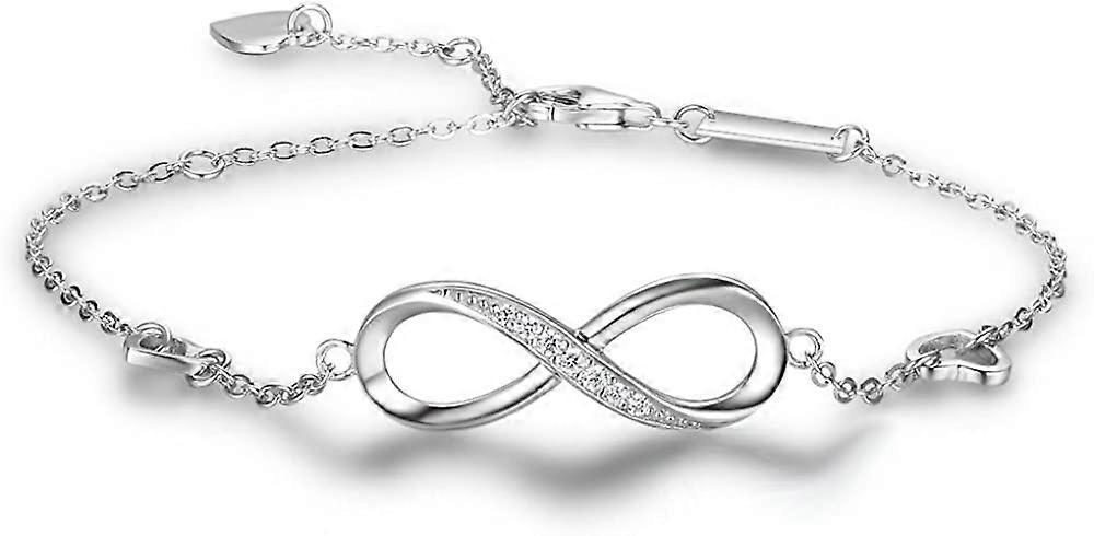 Morakot Women's Bracelet Infinity 925 Sterling Silver, Silver Bracelet with Endless Symbol, 21 cm, adjustable