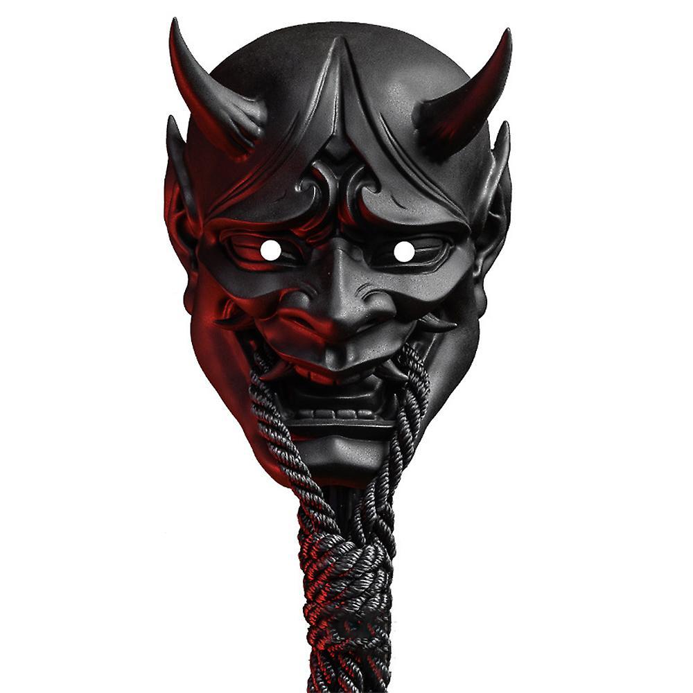 Bestdaily Halloween Japanese Sealed Prajna Devil Hannya Noh Kabuki Demon Oni Samurai Mask Cosplay Party Prop Black