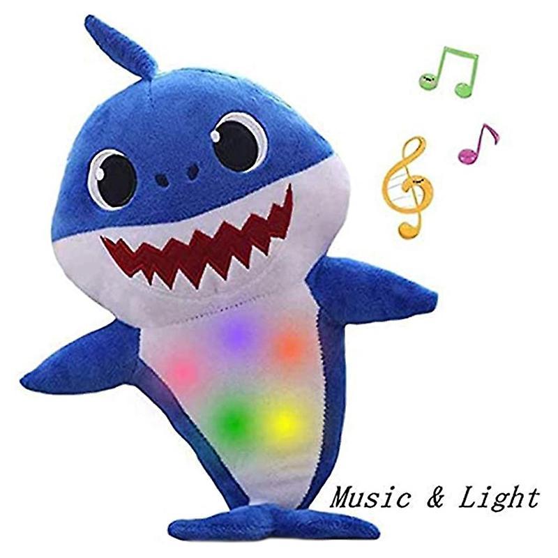 unbrand Cute Baby Shark Kids Plush Toy Sing And Light Cartoon Shark Soft Toy Kids Gift one size