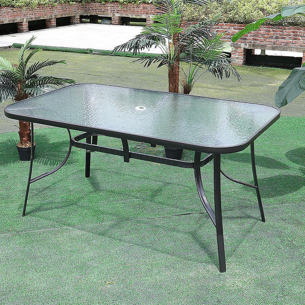 Living And Home 150cm Outdoor Rectangle Tempered Glass Table