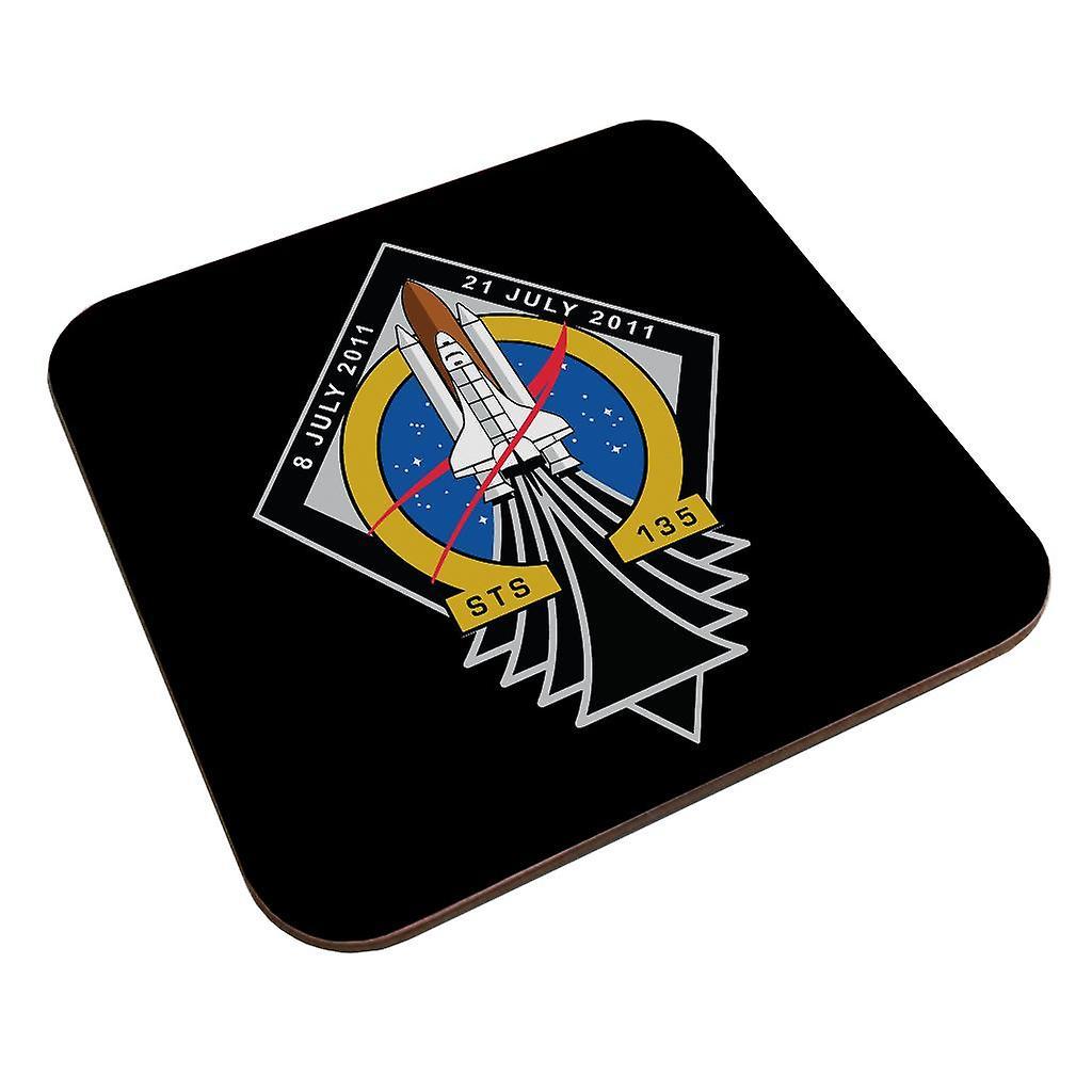 NASA STS 135 Space Shuttle Atlantis Mission Patch Coaster Black 9 x 9 cm