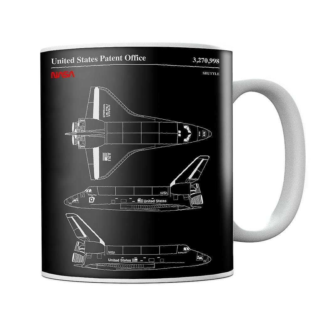 NASA Endeavour Shuttle Top And Side View Blueprint Mug Black 10oz