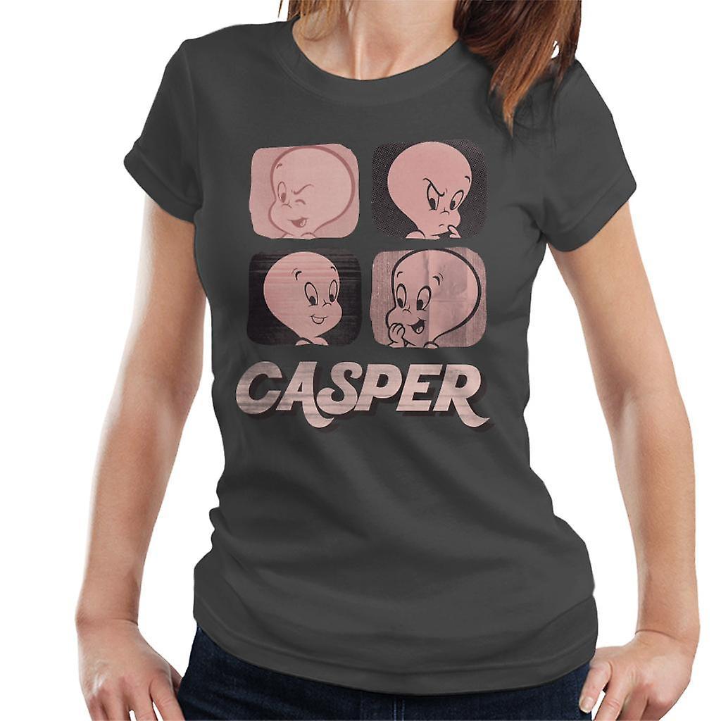 Casper The Friendly Ghost Facial Expressions Women's T-Shirt Charcoal Small