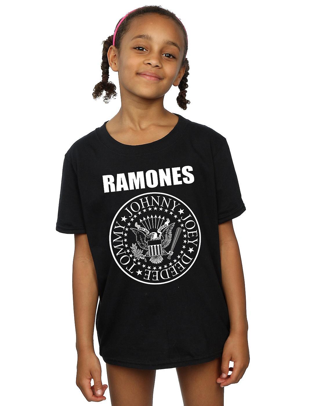 Absolute Cult Ramones Girls Presidential Seal T-Shirt Black 12-13 years