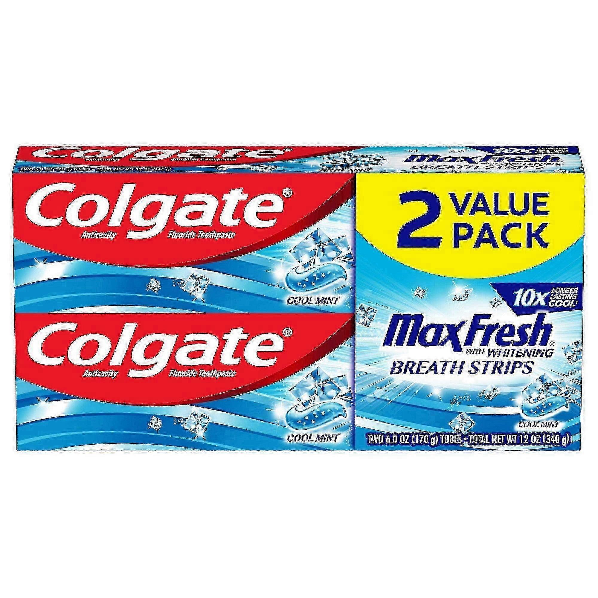 Colgate max fresh toothpaste with mini breath strips, cool mint, 6 oz