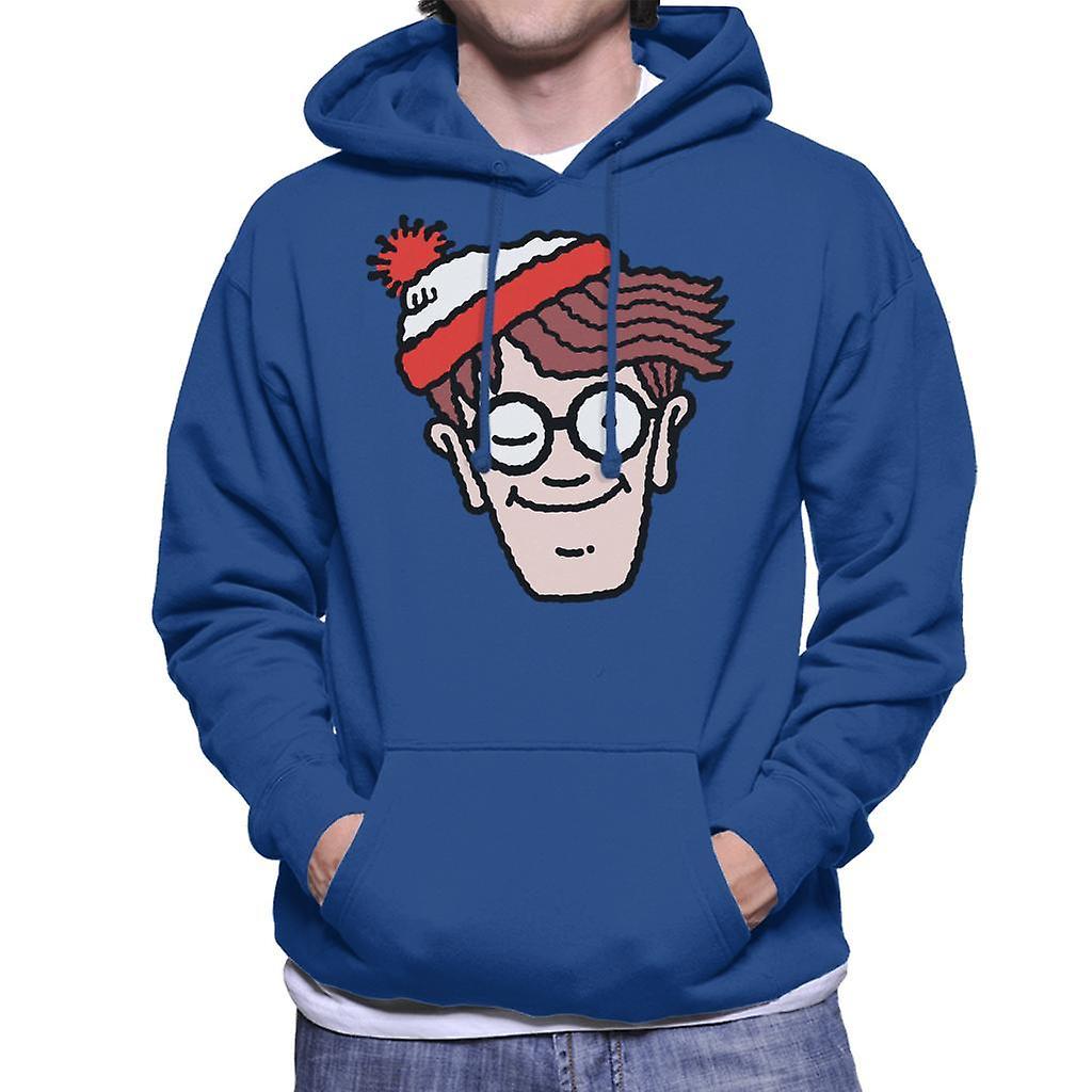 Wheres Wally Where's Wally Winking Men's Hooded Sweatshirt Royal Blue XX-Large