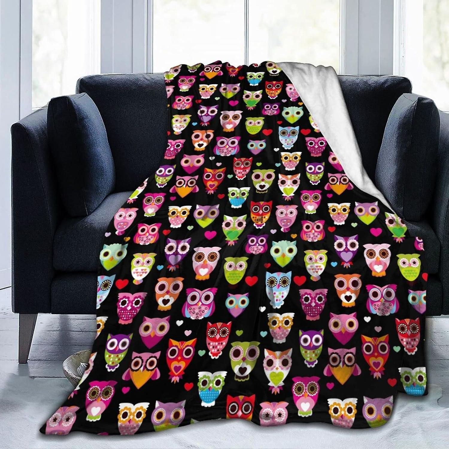 Kerota Throw Blanket Cute Owls Ultra Soft Flannel Blanket Fluffy Warm Single Blanket Anti-pilling Washable For Bed Couch Living Room 50"x40" 50x40i...