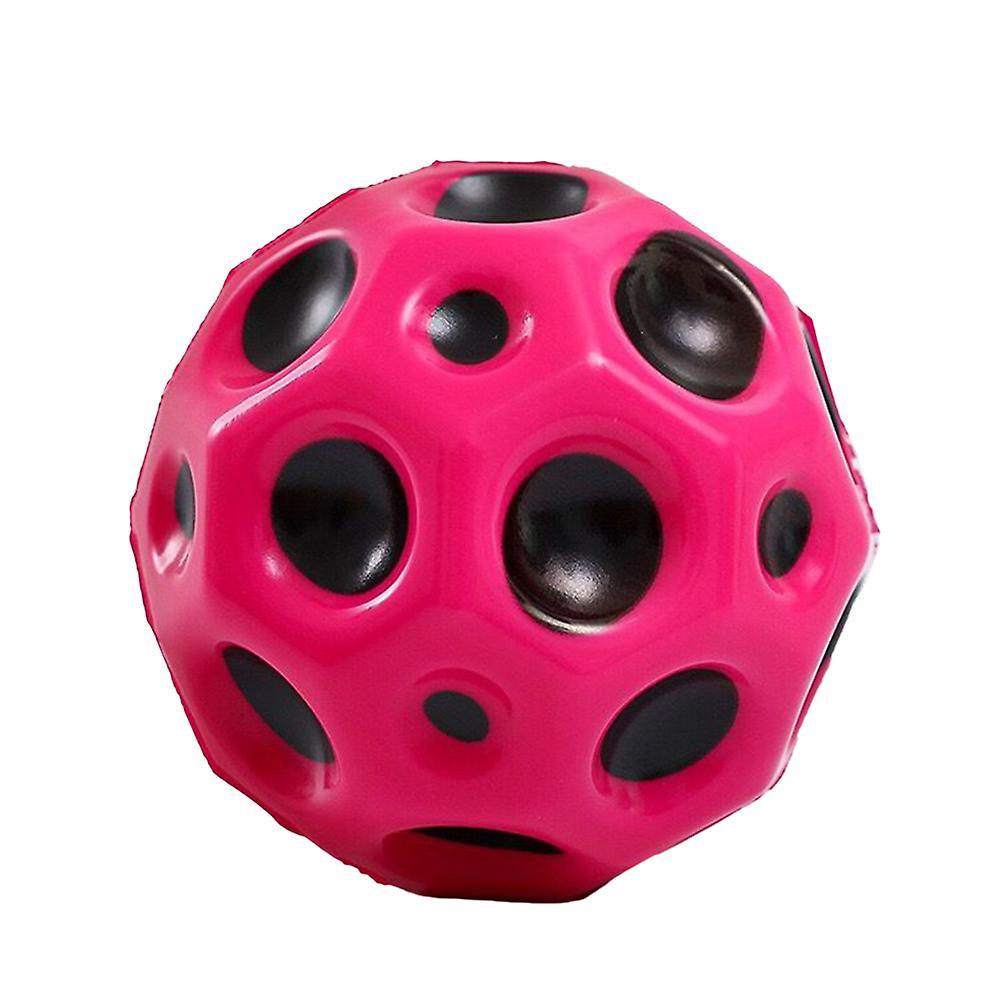 Bestdaily Extreme High Bouncing Ball Space Ball Bouncy Ball Kids Sports Outdoor Throw Catch Moon Balls Rose red