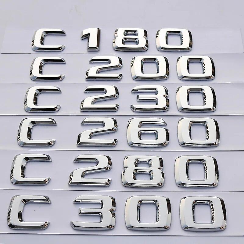 Hikig 3D ABS Chrome Logo C200 C180 C220 C230 C280 C300 Emblem Letters Sticker Car Trunk Badge For Mercedes Benz W205 W204 Accessories C 300