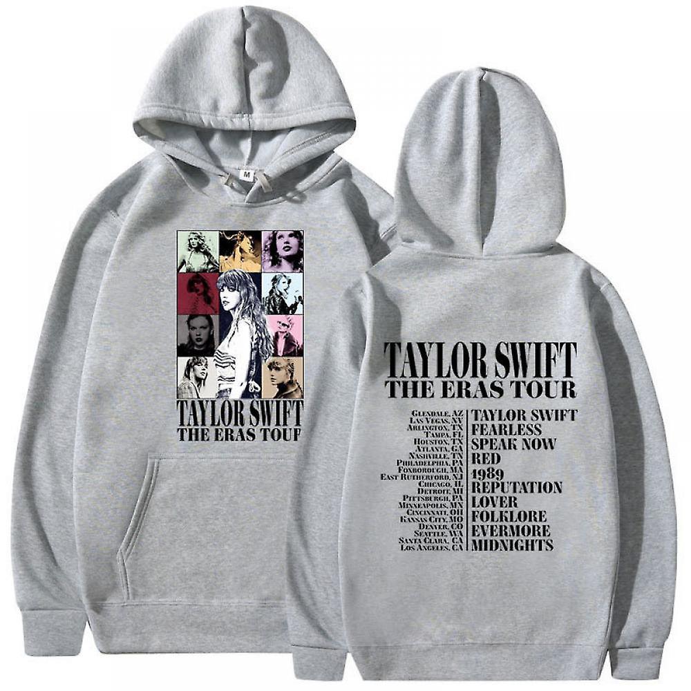 Get It Taylor Swift Letter Hoodie THE ERAS TOUR Printing Hoodie Casual Hoodies Grey M