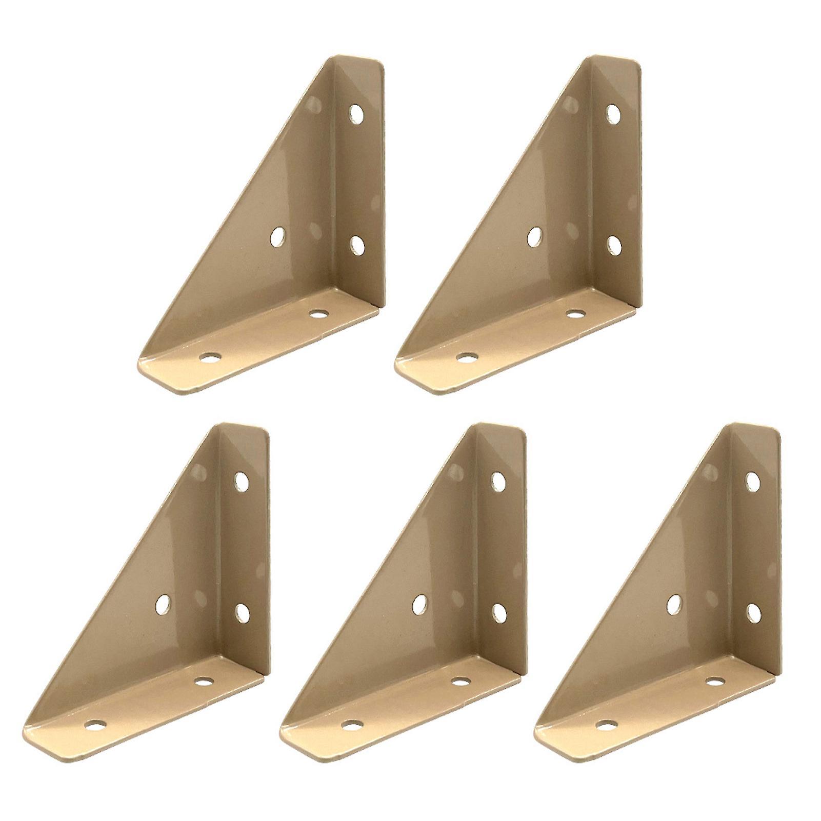 Naievear 5pcs Corner Brace Brackets Rustproof Corrosion Resistant Simple Installation 90-degree Triangle Gusset Corner Brace Fasteners Khaki