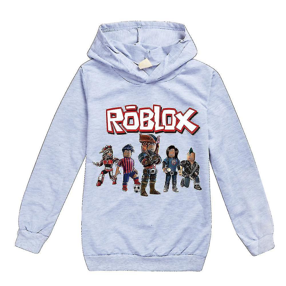 Otwoo Roblox Game Printed Hoodies Kids Boys Girls Long Sleeve Hooded Sweatshirt Pullover Casual Tops Gray 13-14 Years