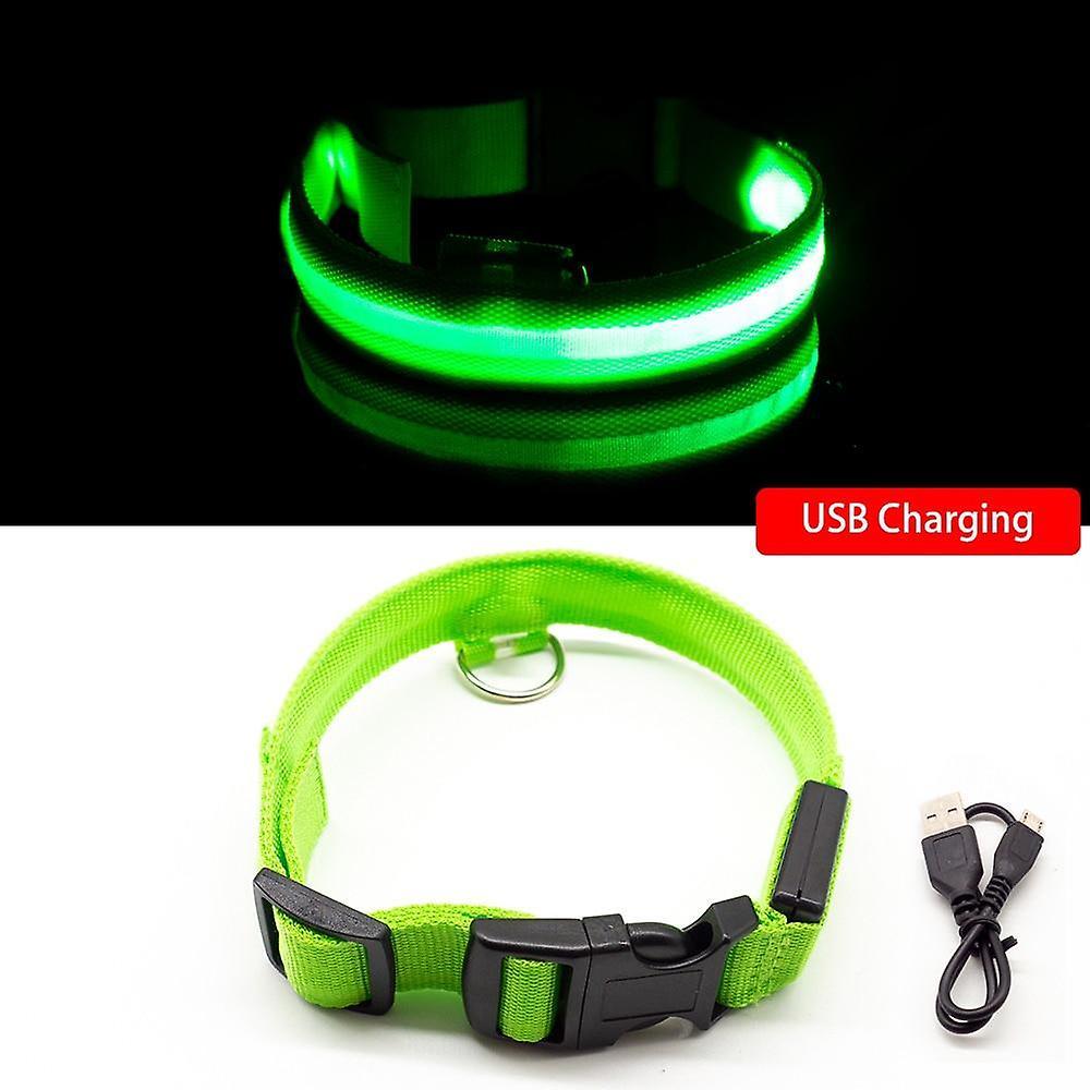 GreenZech Usb charging dog collar anti-lost/avoid car accident for puppies Green Xs  neck 28-40 cm