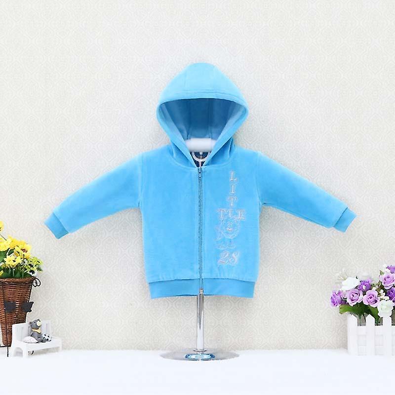 Slowmoose Baby, Long Sleeve Hooded Coat With Embroidery Sky blue 3M