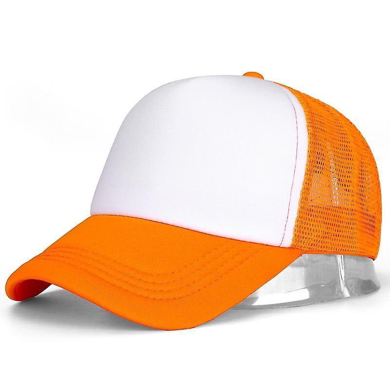 Slowmoose Men & Women Plain Mesh Baseball Cap, Adjustable Snapback Hats Orange White