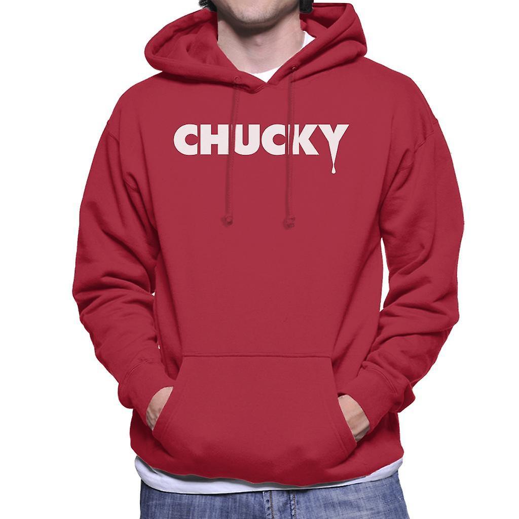 Chucky Logo Bold Men's Hooded Sweatshirt Cherry Red XX-Large