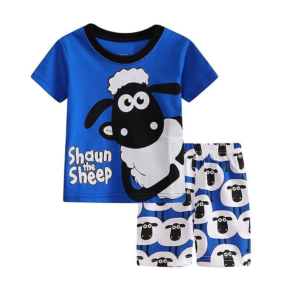 Kids Pyjamas Spongebob Squarepants/Shaun The Sheep Printed Tops+Shorts Loungewear Sleepwear Outfits Set Gifts 4-7 Years SHznv