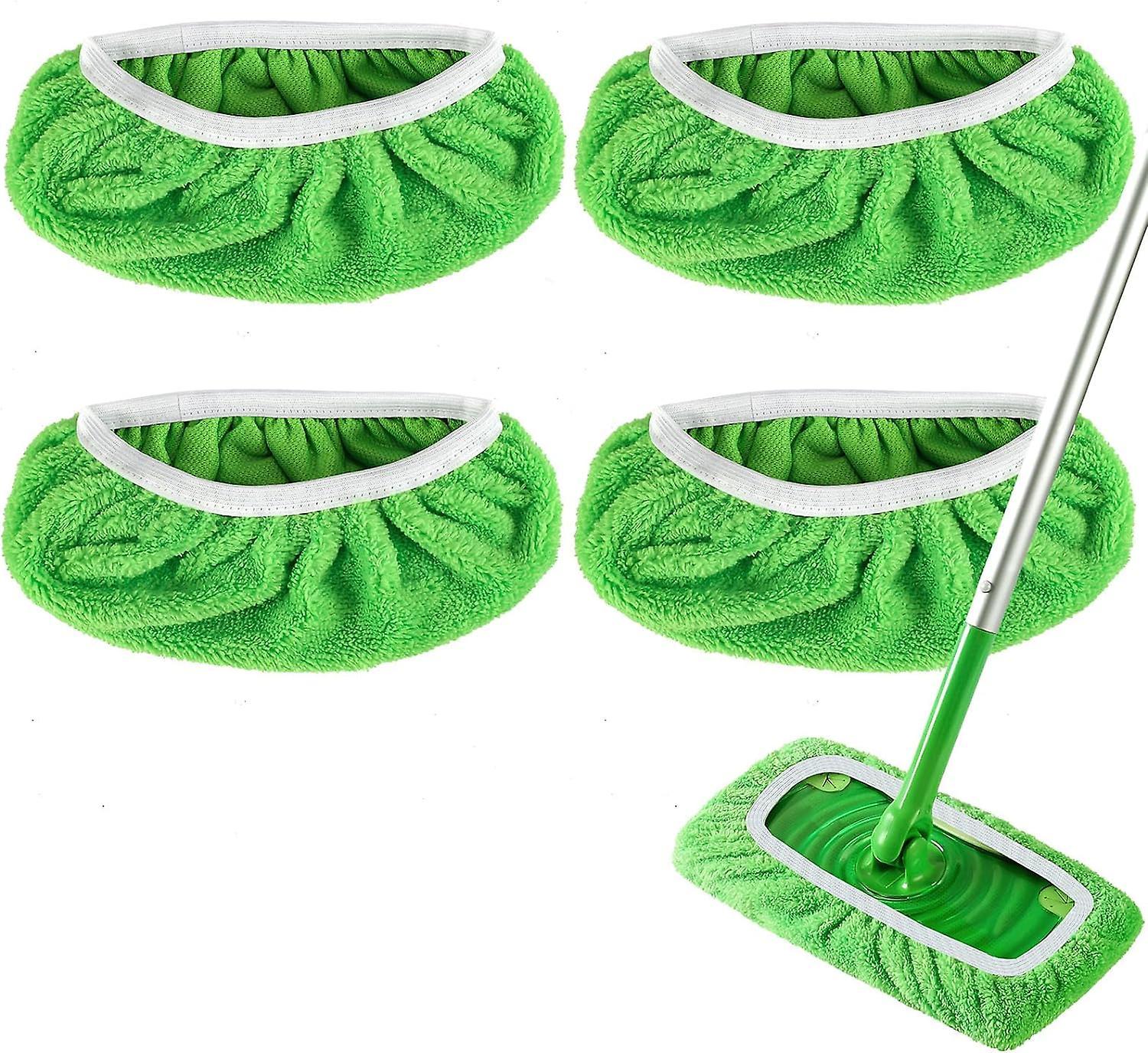 Frusde Reusable Microfiber Mop Pads Compatible Swiffer Sweeper Mop, Washable Dry Wet Sweeping Cloths For Hardwood Floor Cleaning 4pcs L 45.3x11.5cm