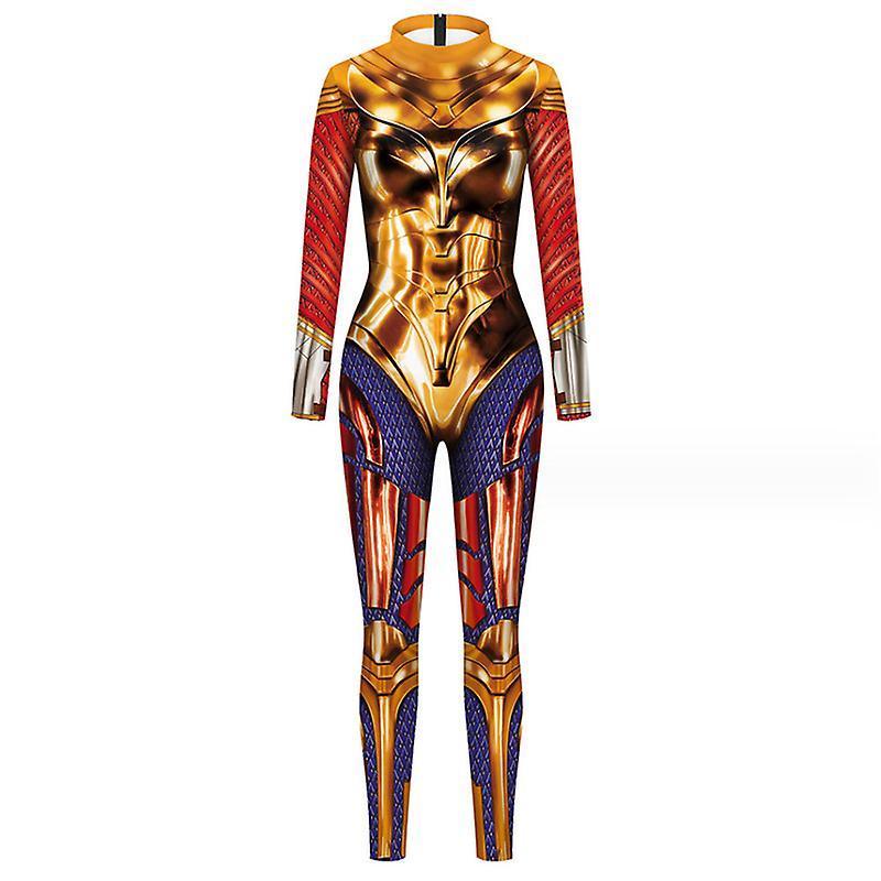 Womens Halloween Costume 3d Mechanical Robot Skeleton Print Cosplay Jumpsuit Romper Catsuit COLOR 2 XL