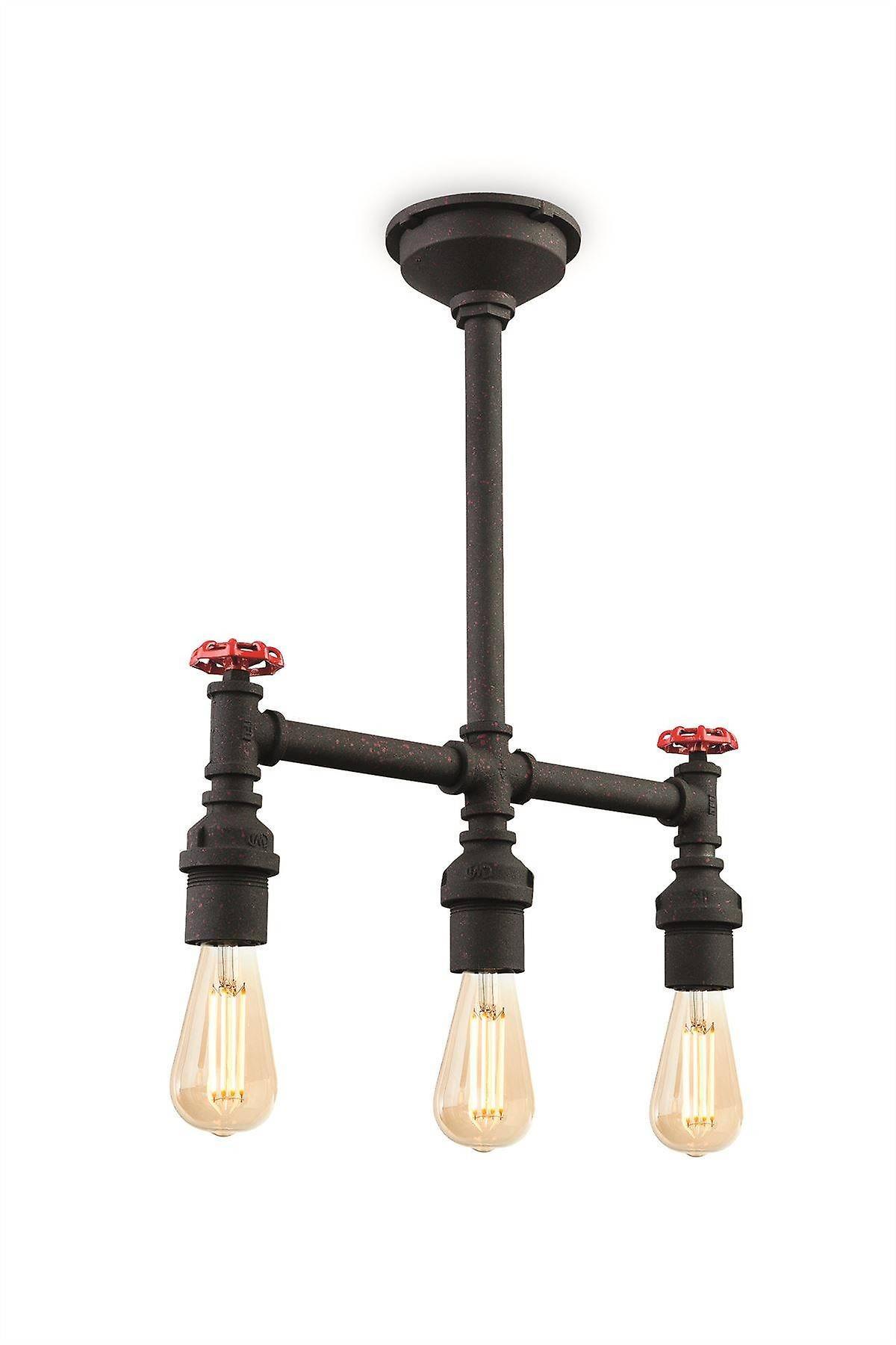 Firstlight Lighting Factory 3 Light Semi Flush Light Rustic Black, E27