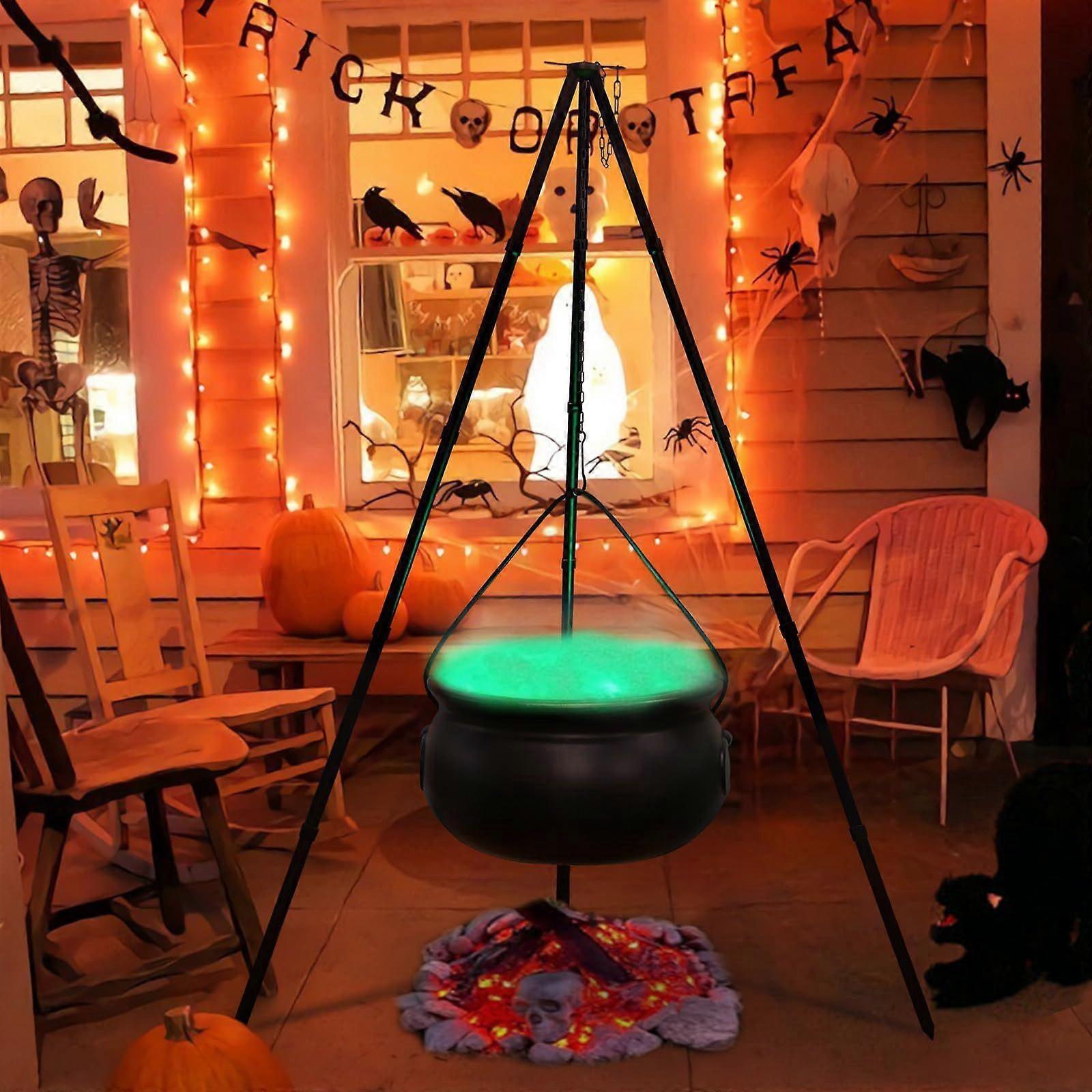 Flye Halloween Decorations Outdoor - Large Cauldron Halloween Decor On Tripod With Timer Lights - Plastic Cauldron Witch Halloween Decorations For ...