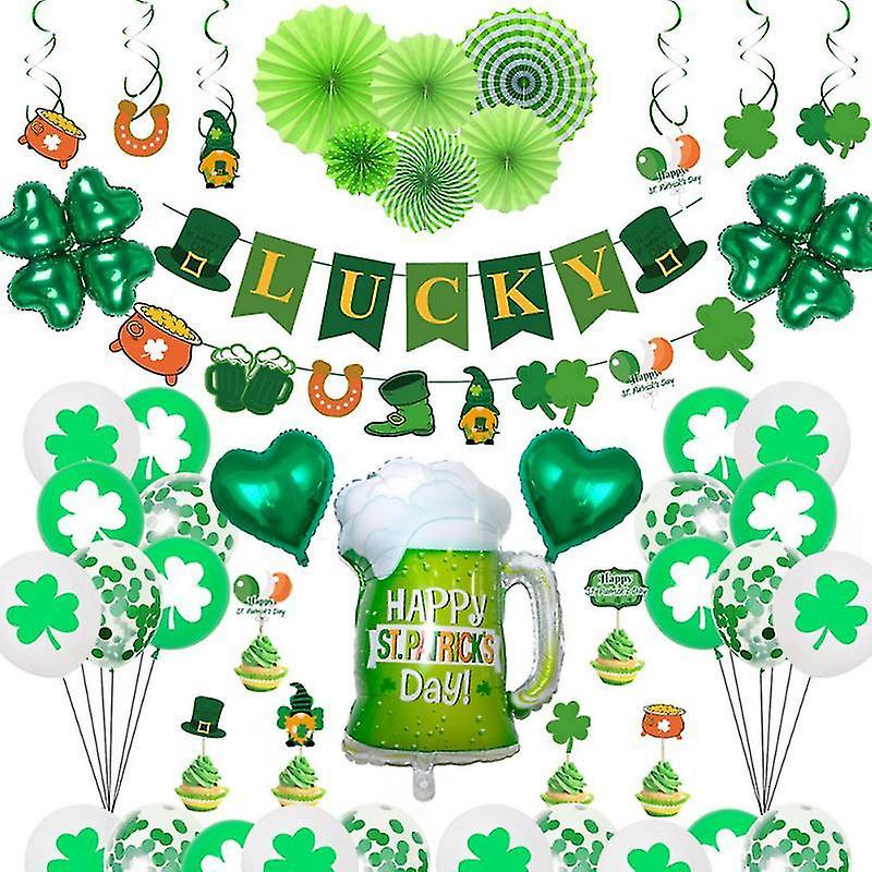 Tianzun St Patricks Day Decorations, St. Patrick's Banner Balloons Lucky Irish Shamrock Banner Irish Fesitival Party Supplies