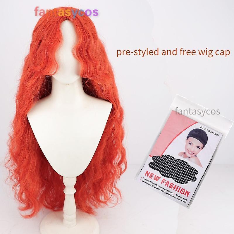 Bolongking Elden Ring Malenia Cosplay Wig Red Long 100cm Wavy Curly Heat Resistant Synthetic Hair Women Halloween Wig + Wig Cap wig and wig cap abo...