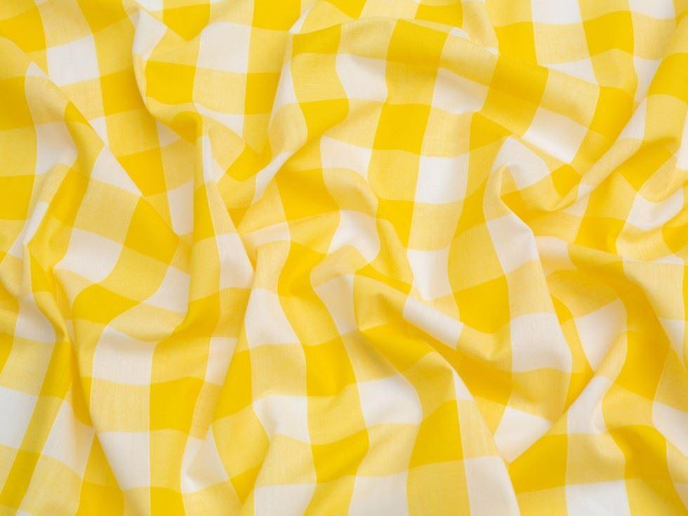 Minerva Core Range 1 inch Check Gingham Fabric Yellow