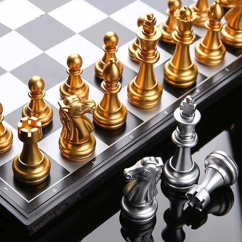 Tigernu 2023 Medieval Chess Set With High Quality Chessboard 32 Gold Silver Chess Pieces Magnetic Board Game Chess Figure Sets Szachy Checker BH90 ...